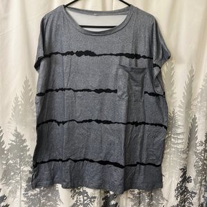 Striped spandex soft gray and black long top